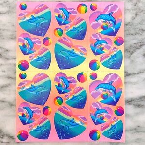 Vintage Lisa Frank Sticker Sheet Dolphins S211